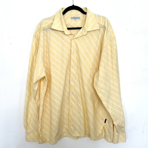 Alex Cannon Button Down Shirt Yellow Striped Dress Shirt XXL - Picture 1 of 3